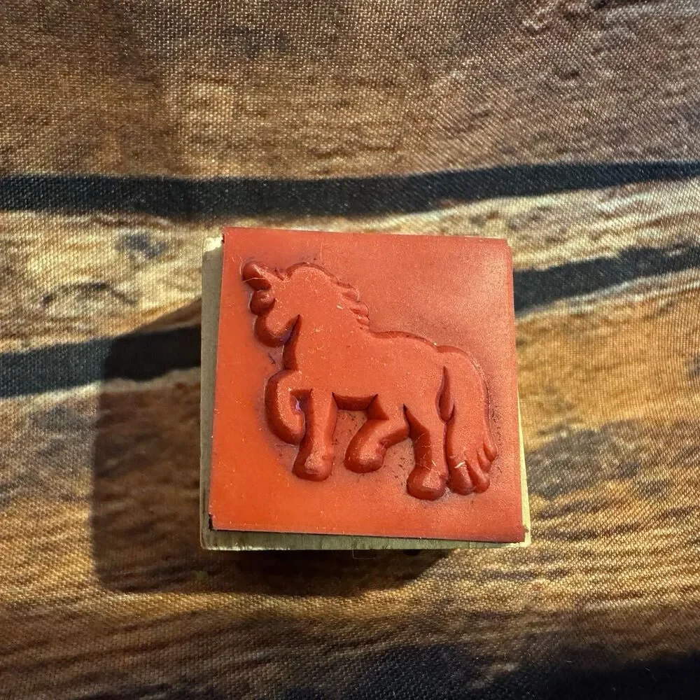 Unicorn Silhouette Mini Wood Rubber Stamp Small Magical Mythical Fantasy Scrap